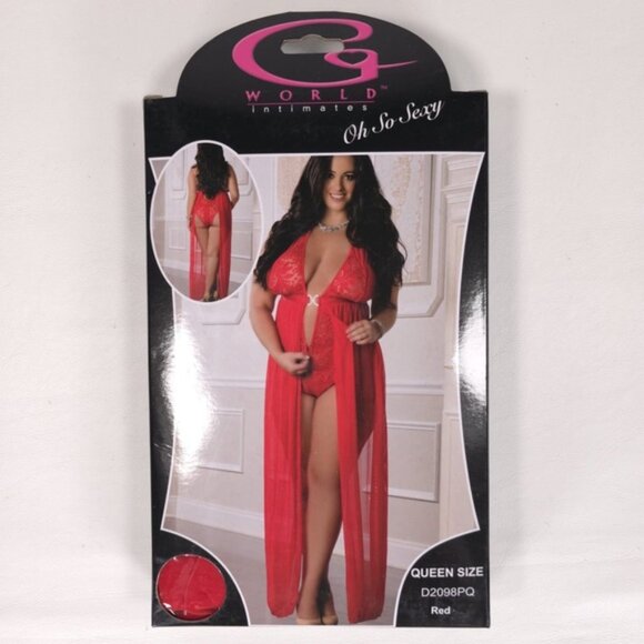 NWB G WORLD Intimates 1pc Zipper Crotch Teddy Gown Red D2098PQ QUEEN SIZE - Picture 4 of 7